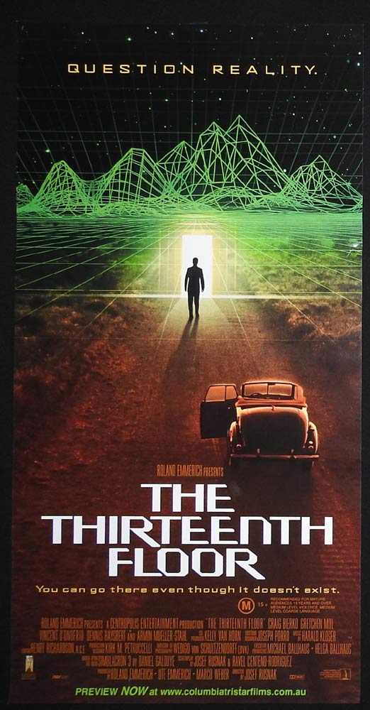 THE THIRTEENTH FLOOR Original Daybill Movie Poster Gretchen Mol Vincent D’Onofrio