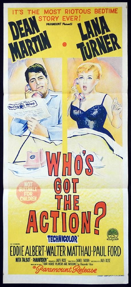 WHO’S GOT THE ACTION Original Daybill Movie Poster Dean Martin Lana Turner