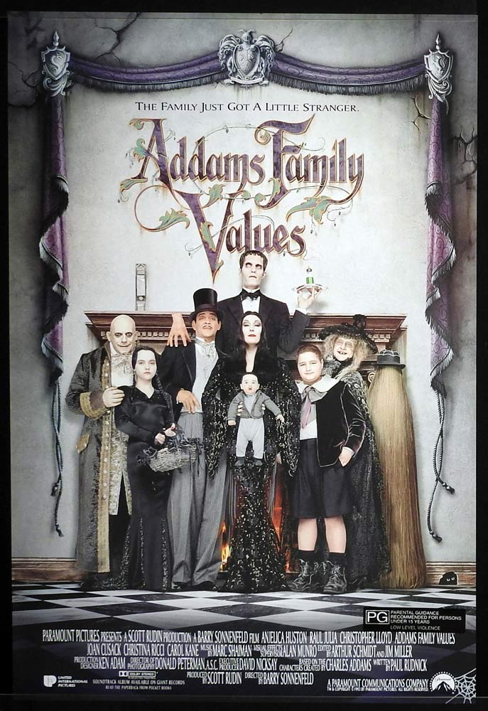 ADDAMS FAMILY VALUES Original Rolled One sheet Movie poster Anjelica Huston Raul Julia Christopher Lloyd