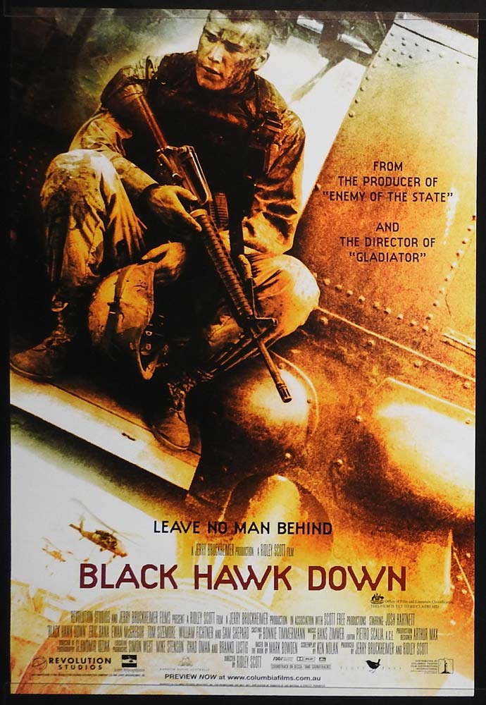 BLACK HAWK DOWN Original Rolled One sheet Movie poster Josh Hartnett Eric Bana