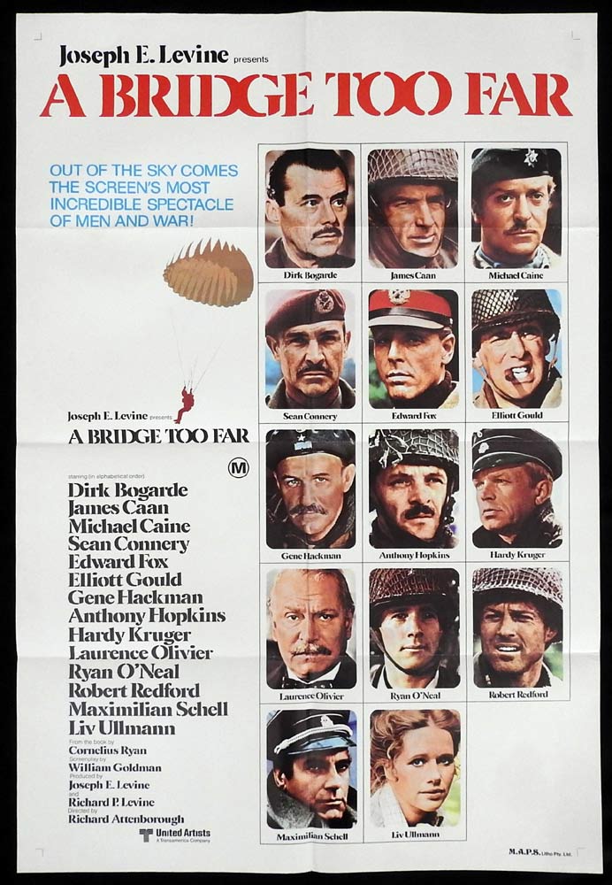 A BRIDGE TOO FAR Original One sheet Movie poster Michael Caine Sean Connery