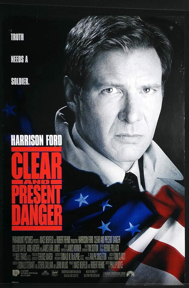CLEAR AND PRESENT DANGER Original Rolled One sheet Movie poster Harrison Ford Willem Dafoe Anne Archer