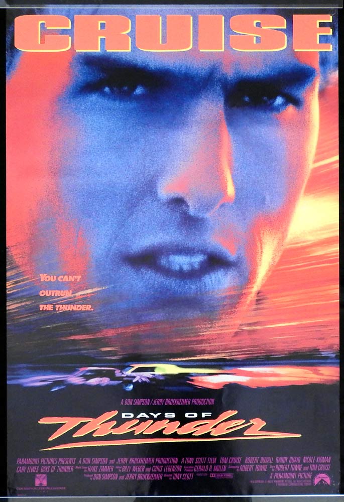 DAYS OF THUNDER Original US One sheet Movie poster Tom Cruise Robert Duvall Nascar
