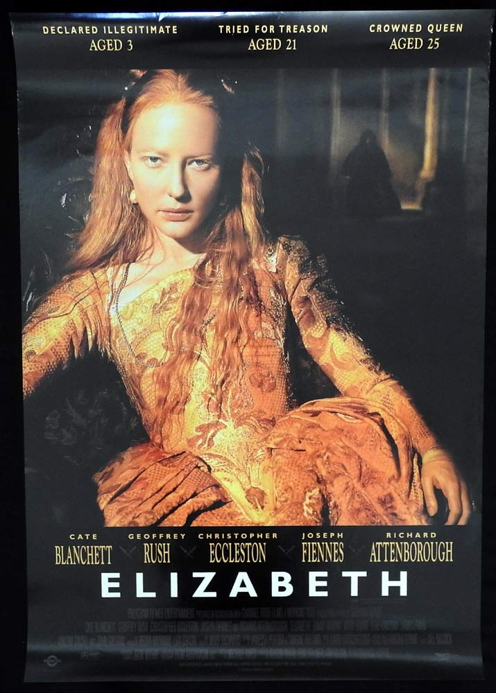 ELIZABETH Original Rolled One sheet Movie poster Cate Blanchett Geoffrey Rush