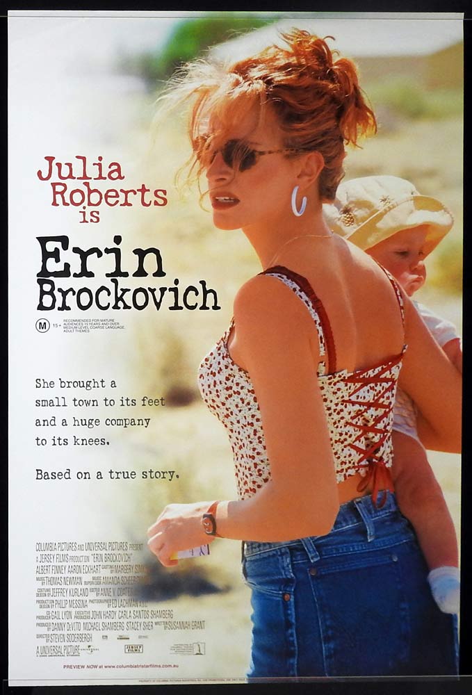 ERIN BROKOVICH Original Australian Rolled One sheet Movie poster Julia Roberts Albert Finney