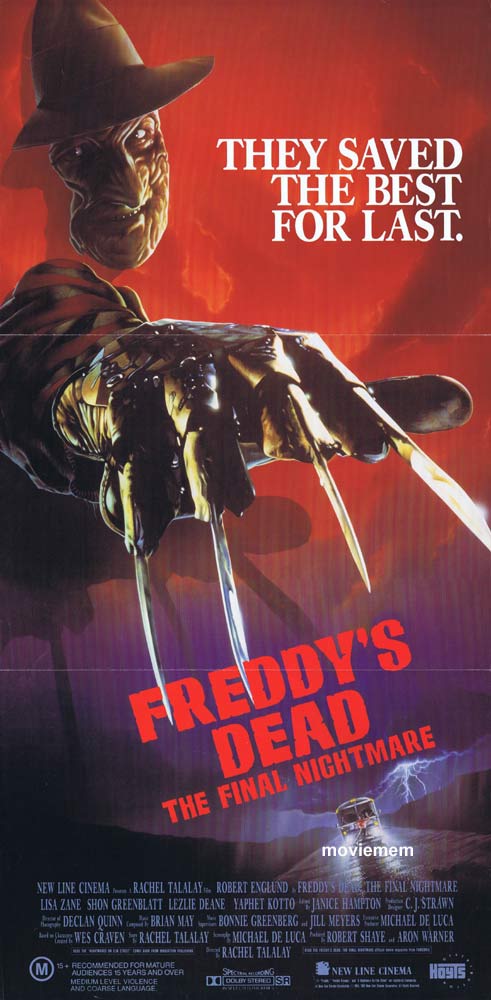 FREDDY’S DEAD THE FINAL NIGHTMARE Original One sheet Movie poster Nightmare on Elm Street