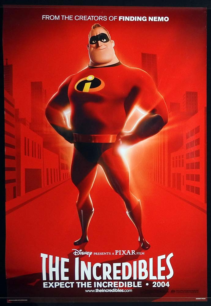 THE INCREDIBLES Original Rolled One sheet Movie poster Craig T. Nelson Holly Hunter