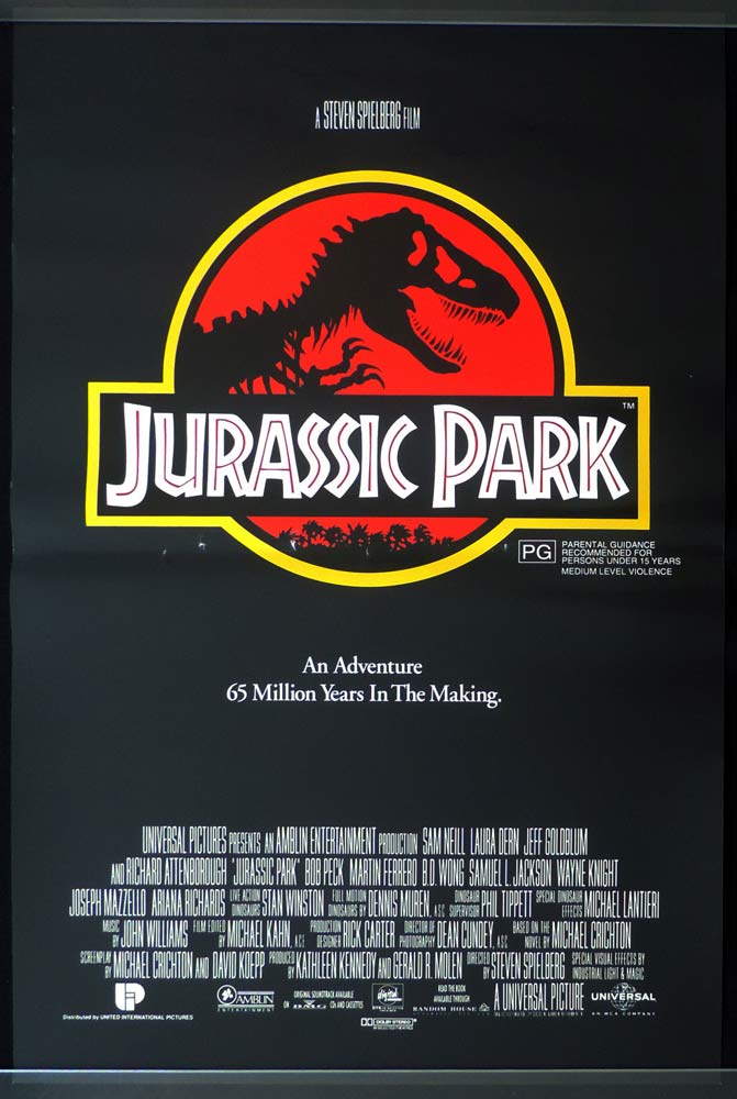 JURASSIC PARK Original One sheet Movie poster Sam Neill Laura Dern