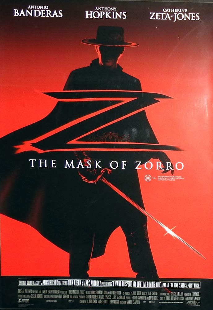 THE MASK OF ZORRO Original Rolled One sheet Movie poster Antonio Banderas Anthony Hopkins