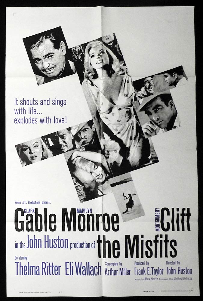 THE MISFITS Original US One sheet Movie poster Clark Gable Marilyn Monroe