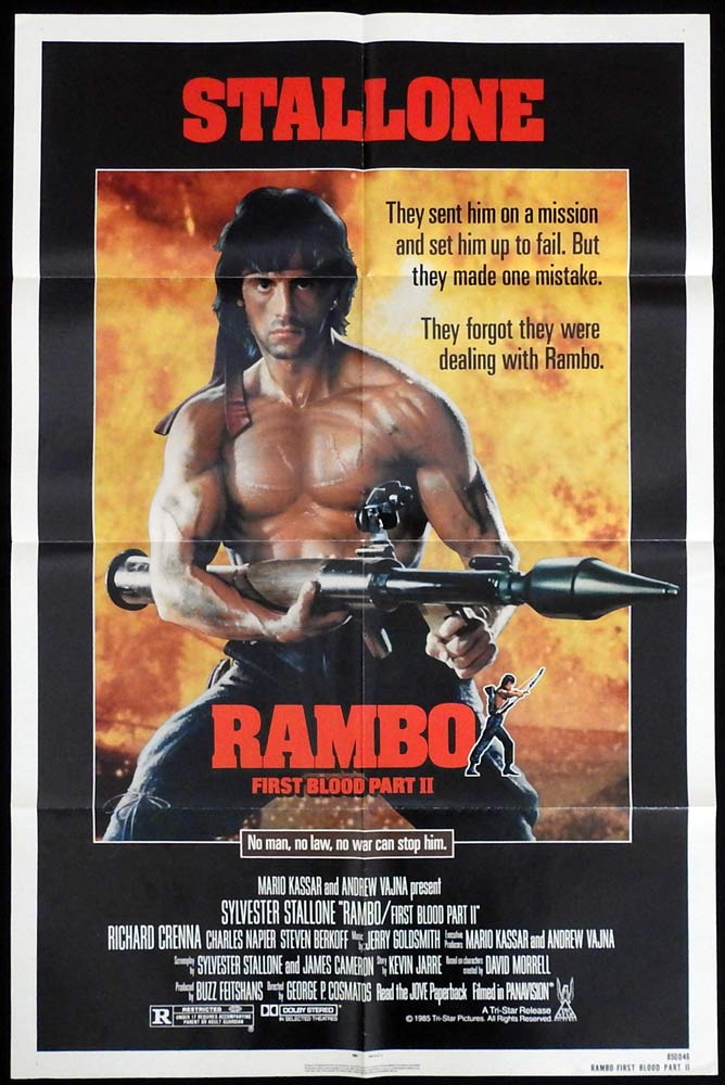 RAMBO FIRST BLOOD PART II Original US One sheet Movie poster Sylvester Stallone