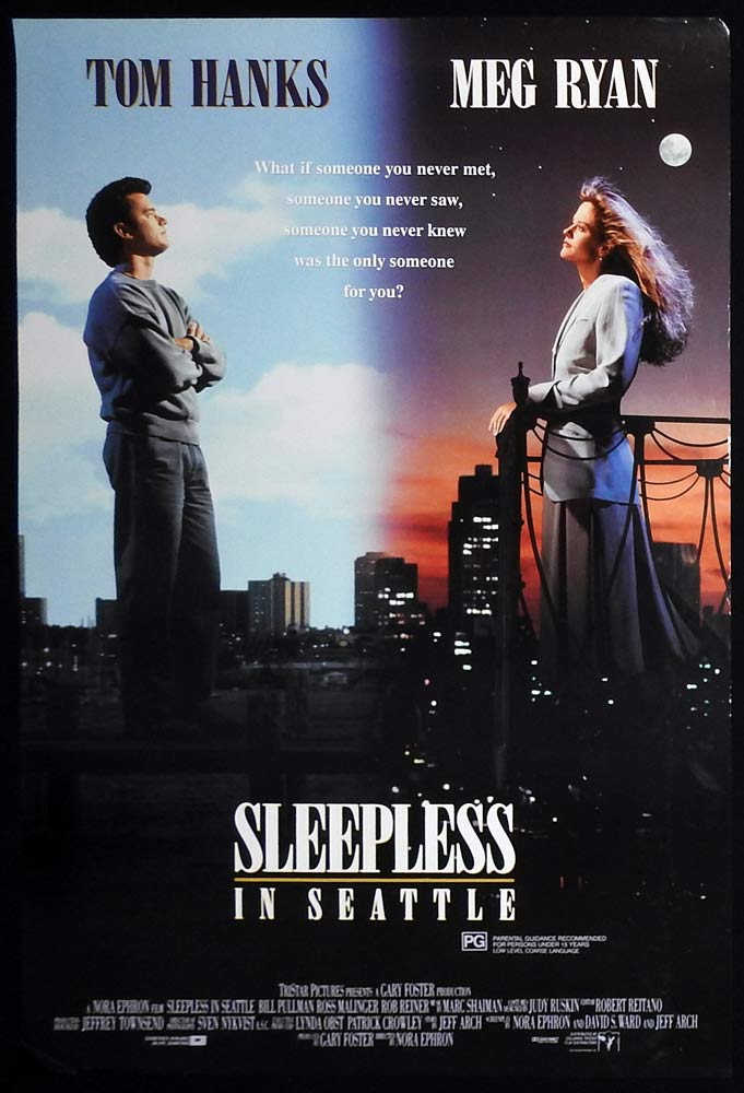 SLEEPLESS IN SEATTLE Original Rolled One sheet Movie poster Tom Hanks Meg Ryan
