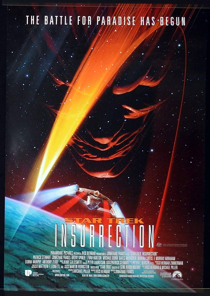 STAR TREK INSURRECTION Original Rolled One sheet Movie poster Patrick Stewart Jonathan Frakes