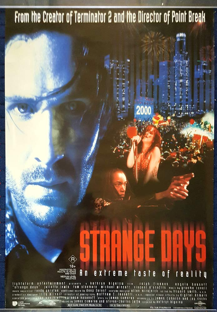 STRANGE DAYS Original Rolled One sheet Movie poster Ralph Fiennes Angela Bassett