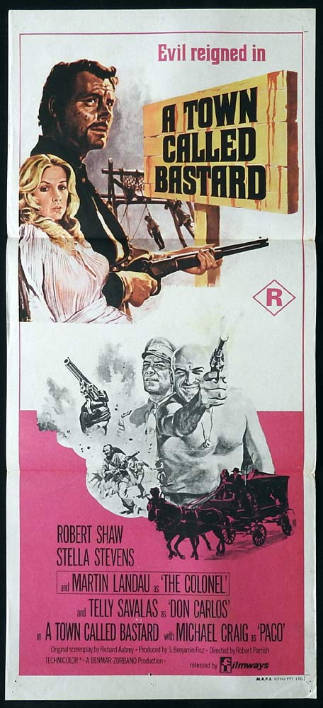 A TOWN CALLED BASTARD Original Daybill Movie poster Robert Shaw Telly Savalas