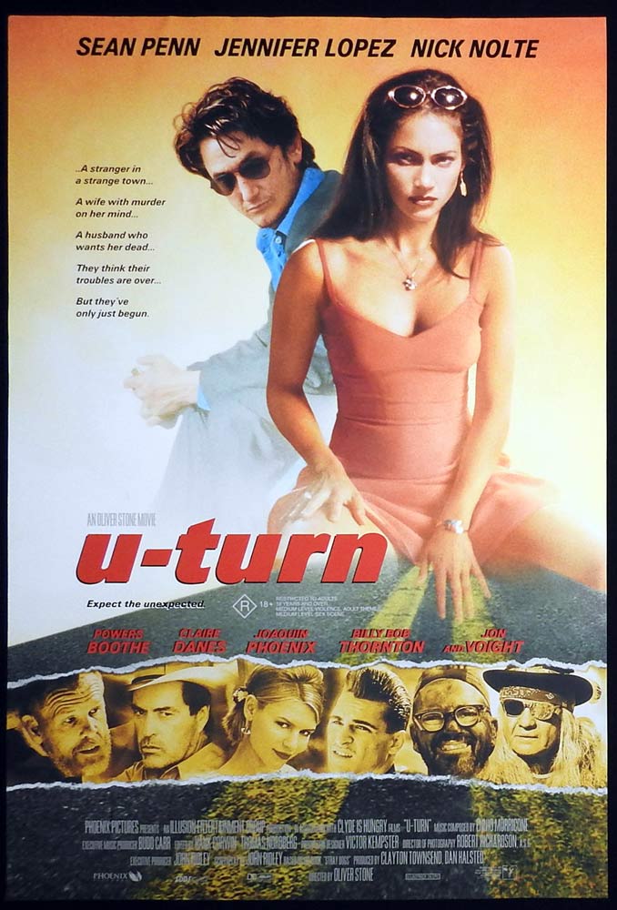 U-TURN Original Rolled Australian One sheet Movie poster Sean Penn Jennifer Lopez Nick Nolte