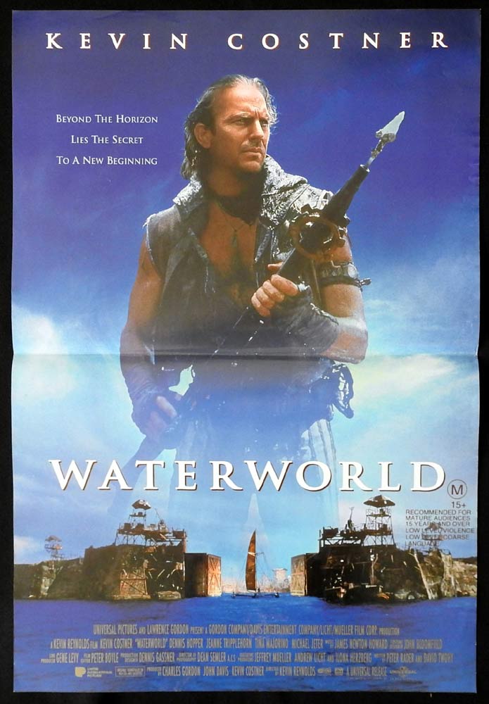 WATERWORLD Original Daybill Movie poster Kevin Costner Dennis Hopper