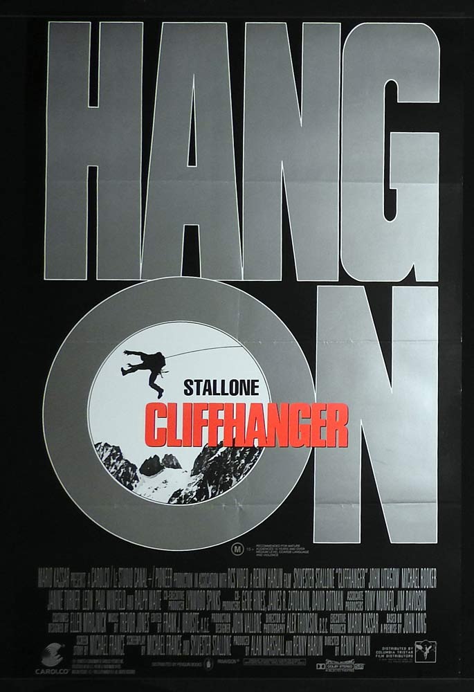 CLIFFHANGER Original One sheet Movie poster Sylvester Stallone John Lithgow