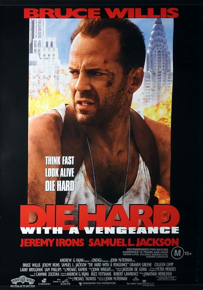 DIE HARD WITH A VENGEANCE Rolled One sheet Movie poster Bruce Willis Jeremy Irons