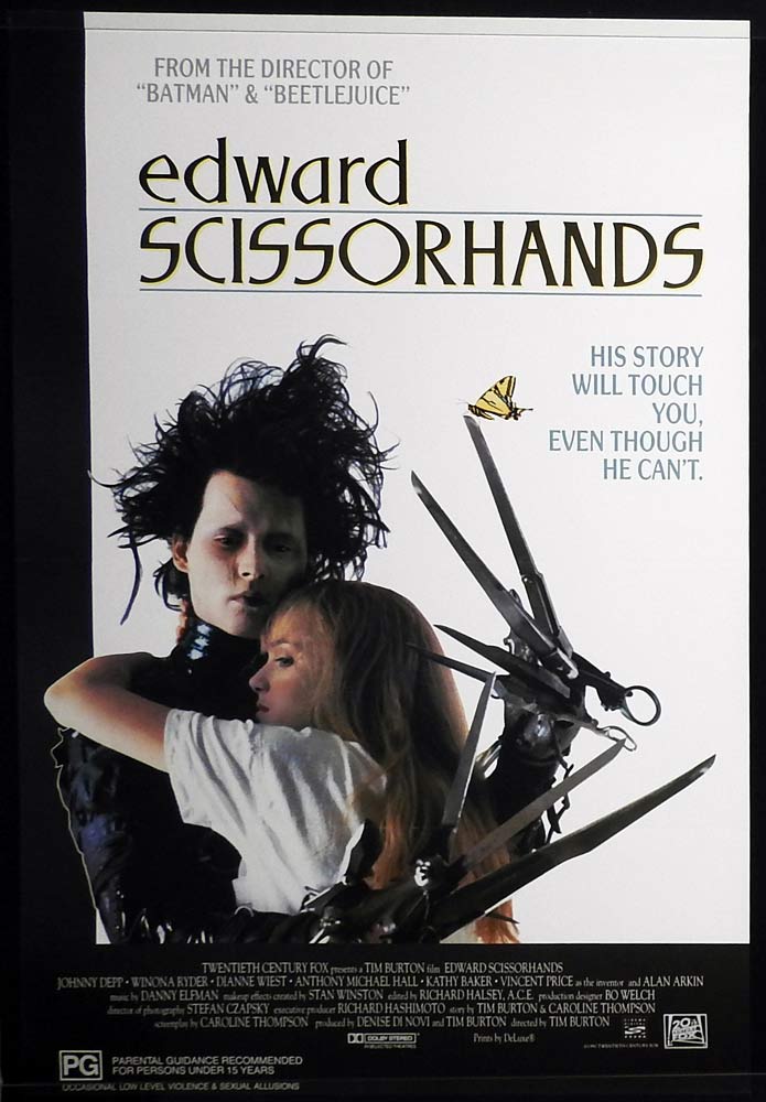 EDWARD SCISSORHANDS Original Rolled One sheet Movie poster Johnny Depp Tim Burton