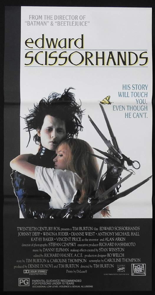 EDWARD SCISSORHANDS Original Daybill Movie poster Johnny Depp Tim Burton