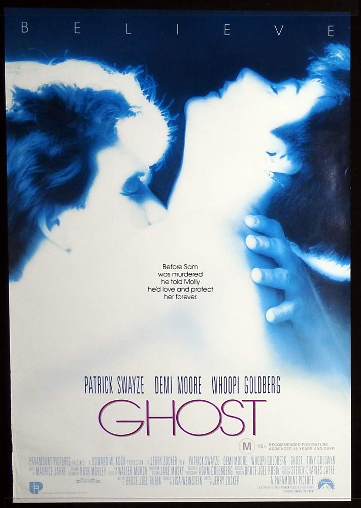 GHOST Original Rolled One sheet Movie poster Patrick Swayze Demi Moore Whoopi Goldberg