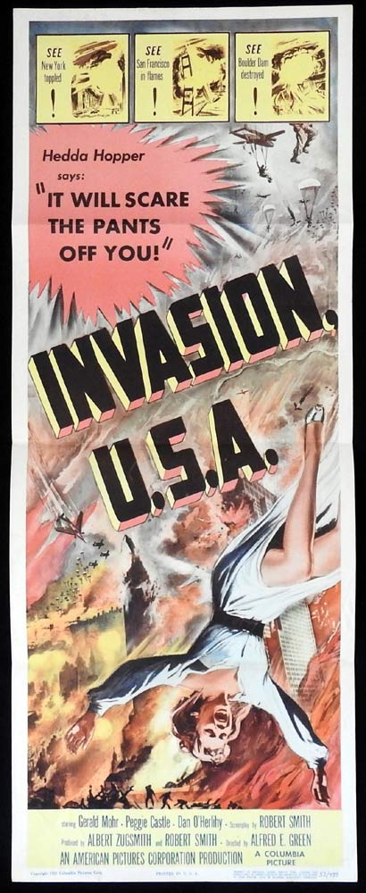 INVASION USA Original US Insert Movie Poster Dan O’Herlihy 1952 Sci FI