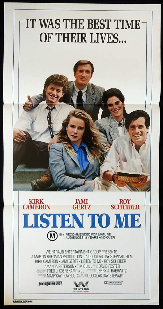 LISTEN TO ME Original Daybill Movie poster Kirk Cameron Jami Gertz Roy Scheider