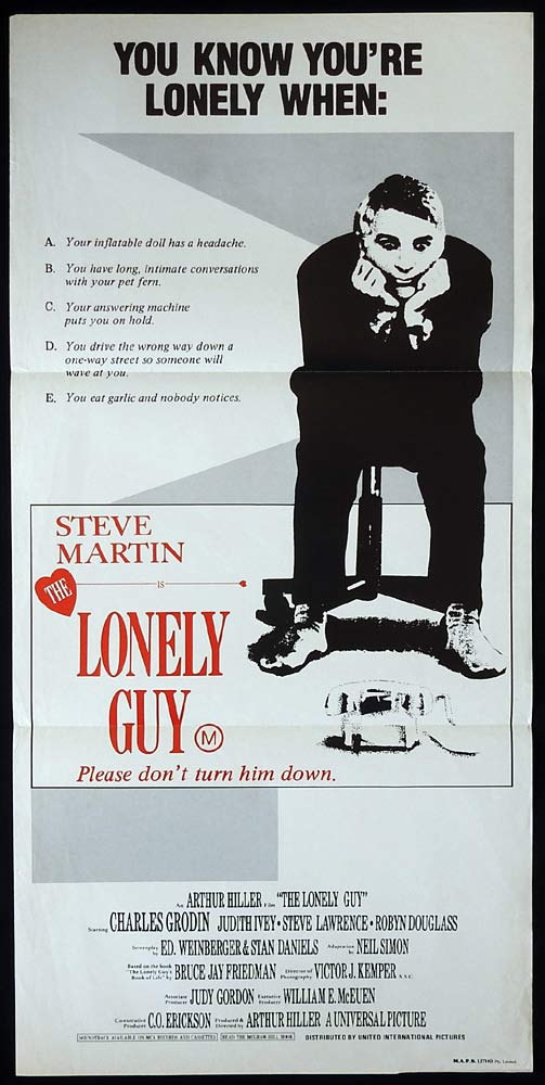 THE LONELY GUY Original Daybill Movie poster Steve Martin