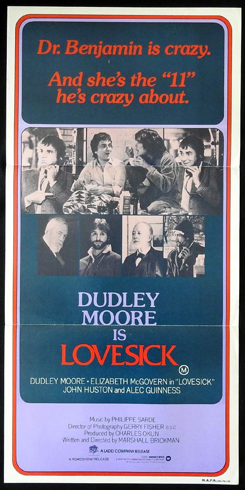 LOVESICK Original Daybill Movie poster Dudley Moore Elizabeth McGovern