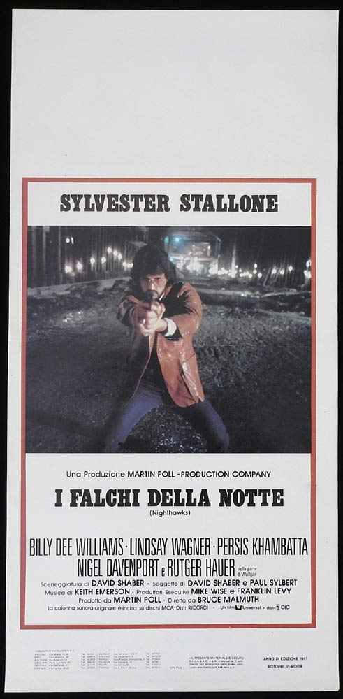 NIGHTHAWKS Original Locandina Movie Poster Sylvester Stallone Billy Dee Williams