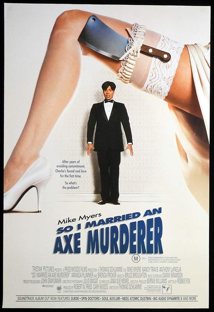 SO I MARRIED AN AXE MURDERER Original One sheet Movie poster Mike Myers Nancy Travis