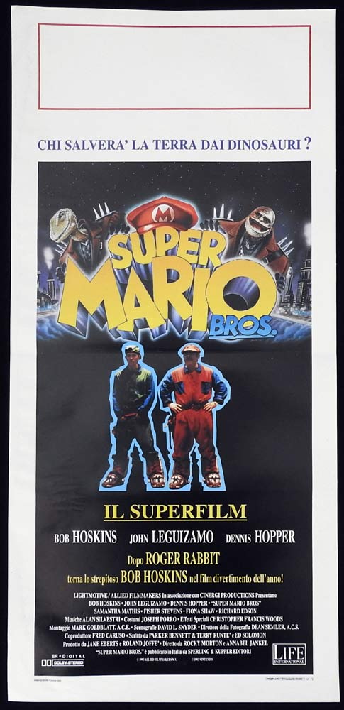 SUPER MARIO BROTHERS Original Locandina Movie Poster Bob Hoskins John Leguizamo