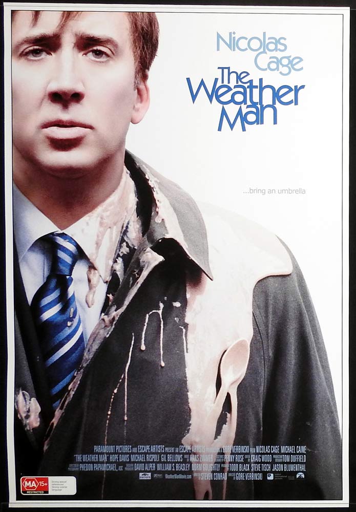 THE WEATHER MAN Original Rolled One sheet Movie poster Nicolas Cage Michael Caine
