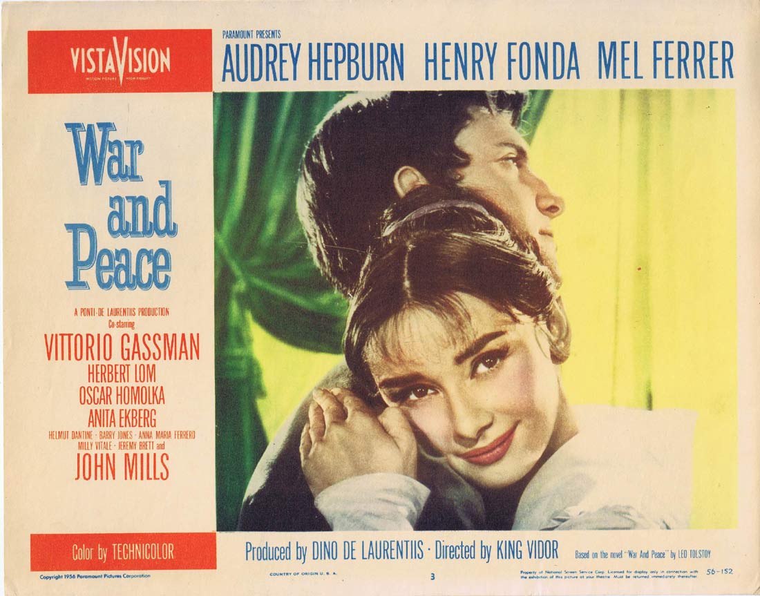 WAR AND PEACE Original Lobby Card 3 Audrey Hepburn Henry Fonda