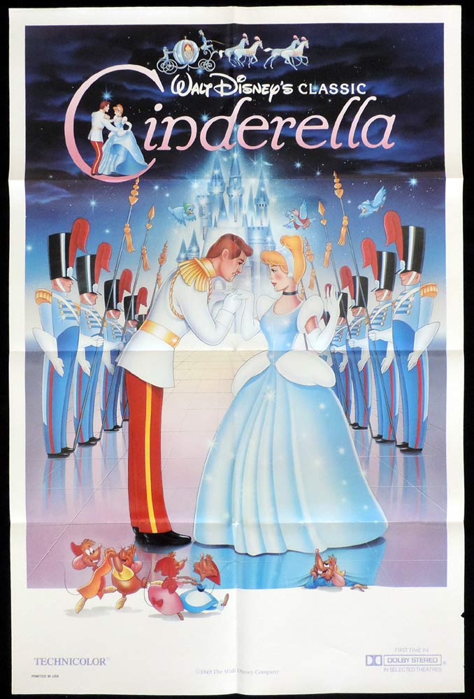 CINDERELLA Original  90sr One sheet Movie poster Disney