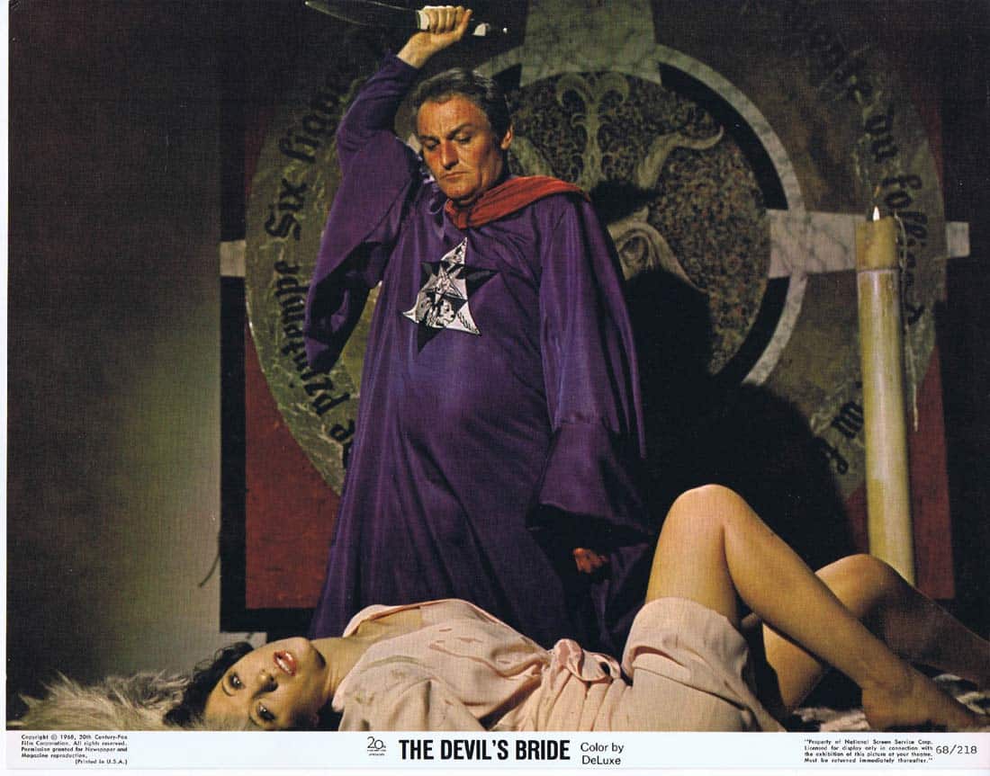 THE DEVIL’S BRIDE Original Lobby Card 7 Hammer Horror Christopher Lee Charles Gray