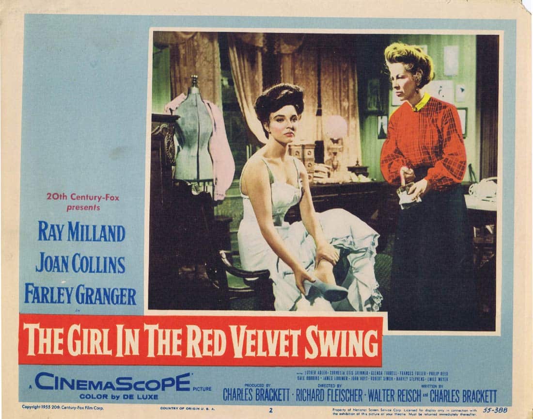 THE GIRL IN THE RED VELVET SWING Original Lobby Card 2 Ray Milland Joan Collins