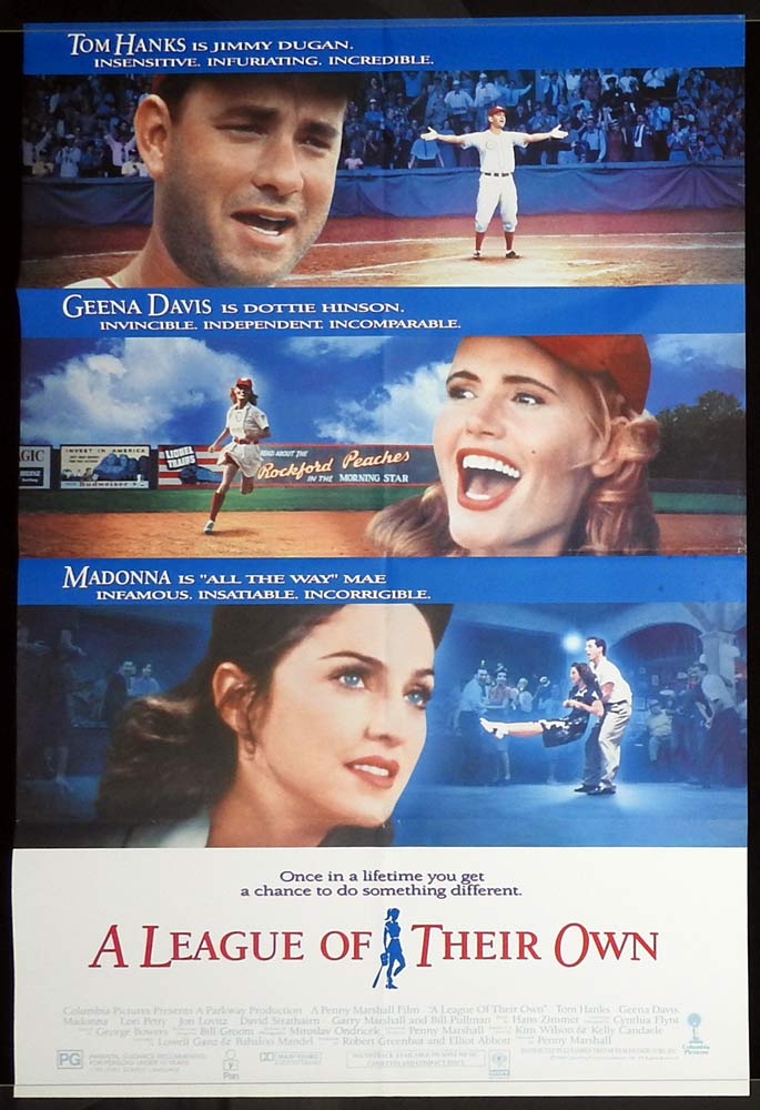 A LEAGUE OF THEIR OWN Original One sheet Movie poster Tom Hanks Geena Davis Madonna