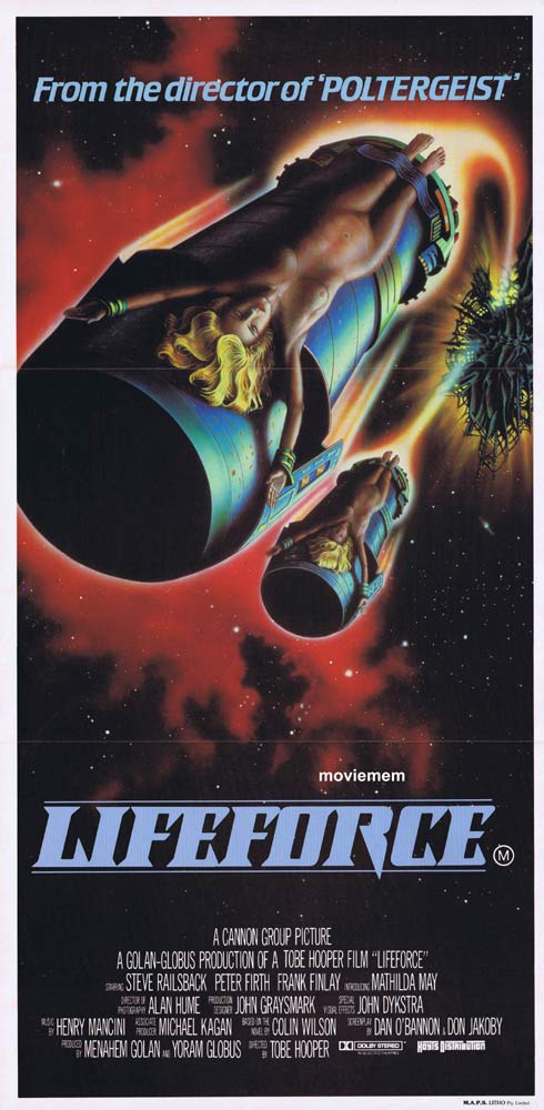 LIFEFORCE Original Daybill Movie poster Steve Railsback Tobe Hooper Sci Fi