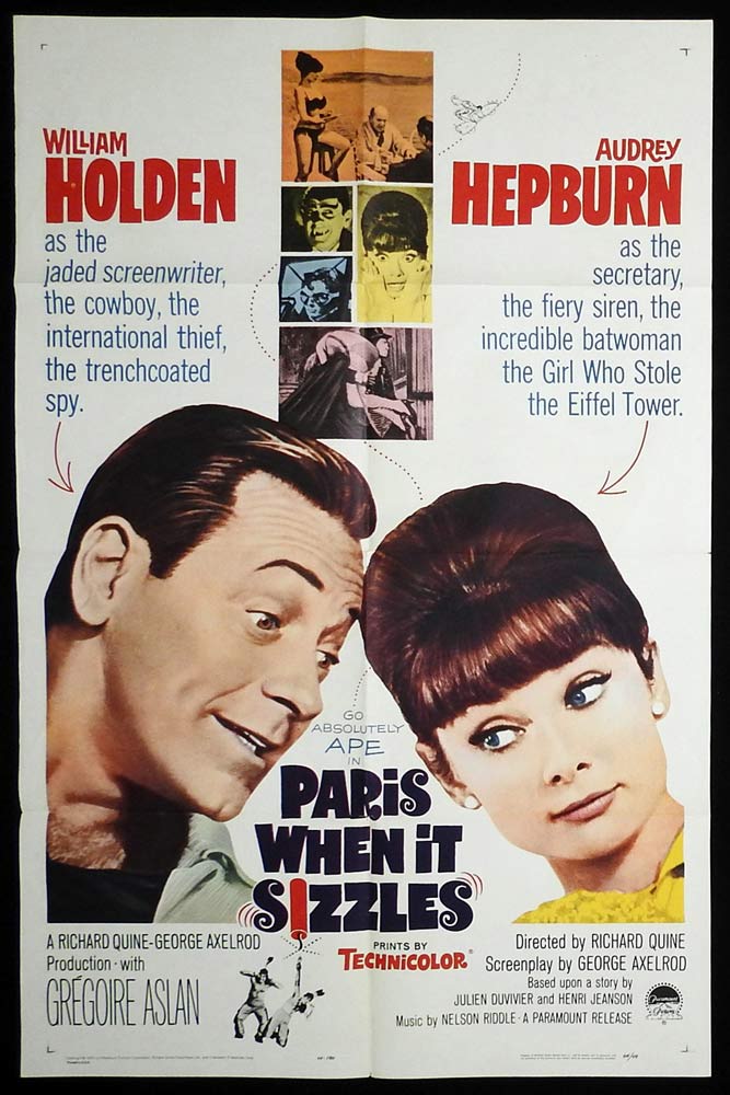 PARIS WHEN IT SIZZLES Original Aust One sheet Movie poster William Holden Audrey Hepburn