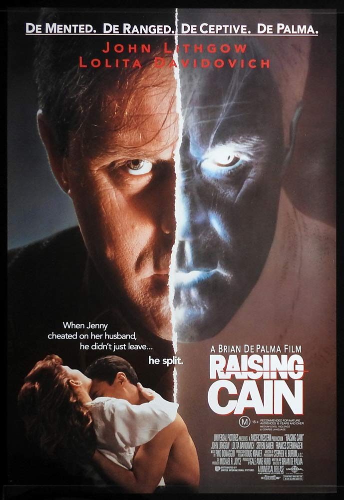 RAISING CAIN Original One sheet Movie poster John Lithgow Lolita Davidovich Steven Bauer