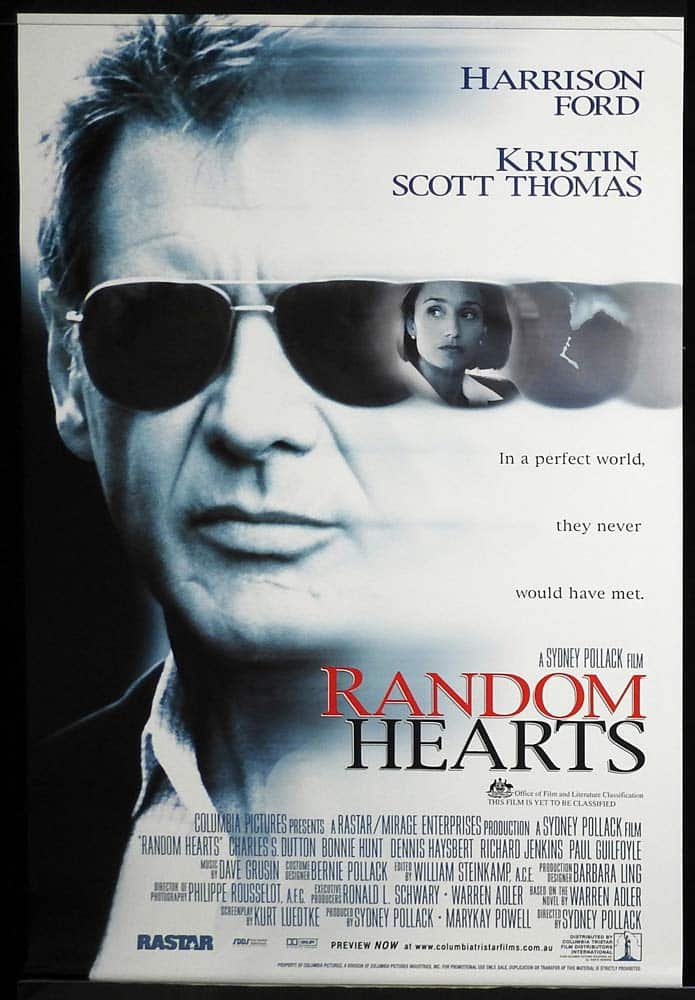 RANDOM HEARTS Original One sheet Movie poster Harrison Ford Kristin Scott Thomas