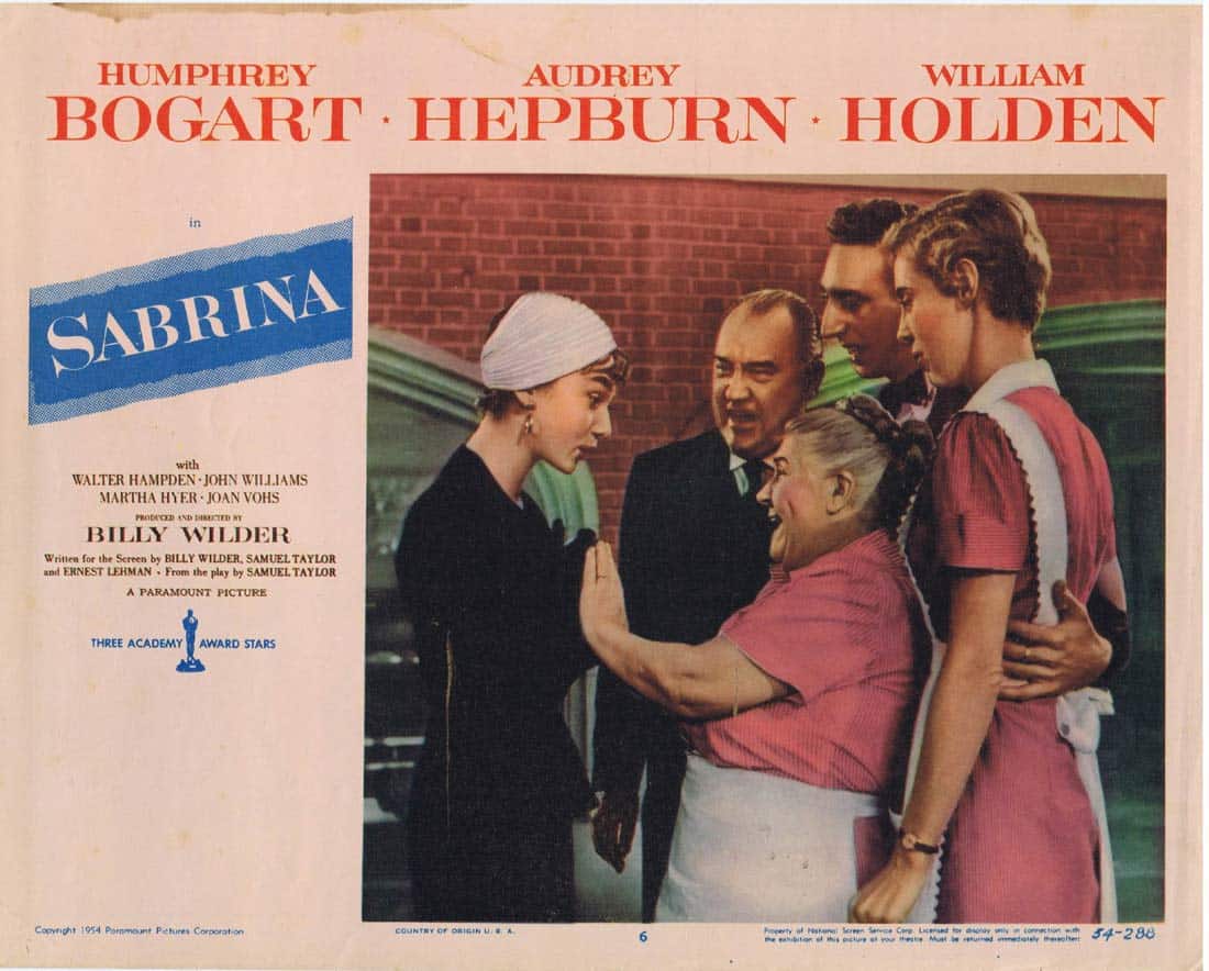 SABRINA Original Lobby Card 6 Humphrey Bogart Audrey Hepburn