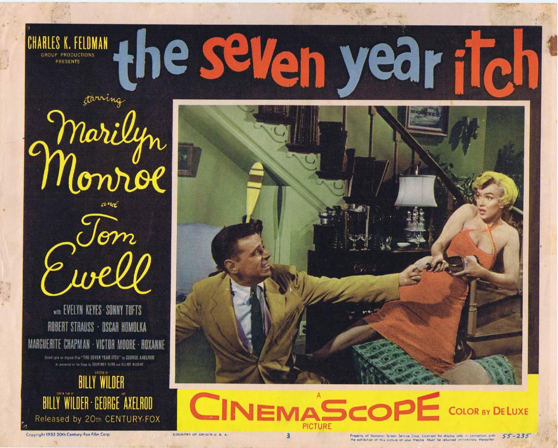 THE SEVEN YEAR ITCH Lobby Card 3 Marilyn Monroe Tom Ewell Billy Wilder