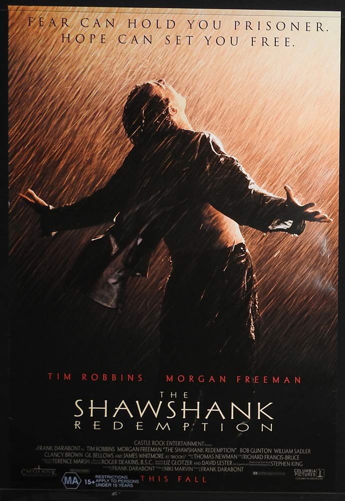 THE SHAWSHANK REDEMPTION Rolled Advance One sheet Movie poster Tim Robbins Morgan Freeman B
