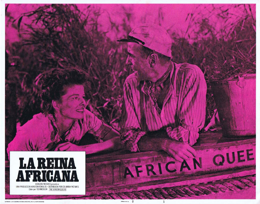 THE AFRICAN QUEEN Original 1975r Lobby Card 1 Humphrey Bogart Katharine Hepburn