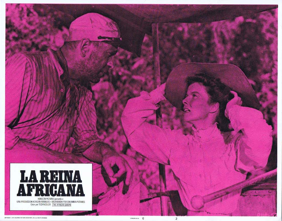 THE AFRICAN QUEEN Original 1975r Lobby Card 2 Humphrey Bogart Katharine Hepburn