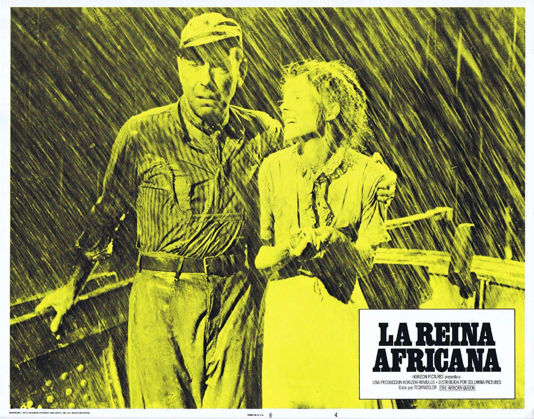 THE AFRICAN QUEEN Original 1975r Lobby Card 4 Humphrey Bogart Katharine Hepburn