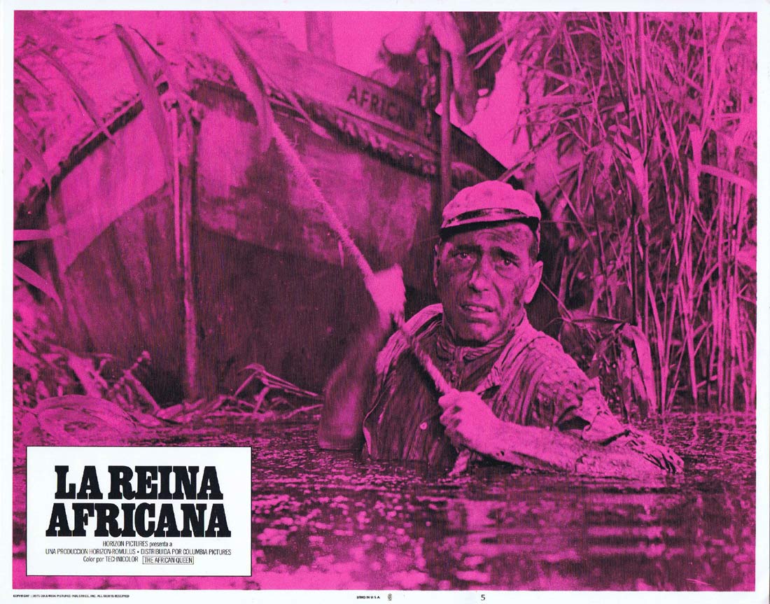 THE AFRICAN QUEEN Original 1975r Lobby Card 5 Humphrey Bogart Katharine Hepburn